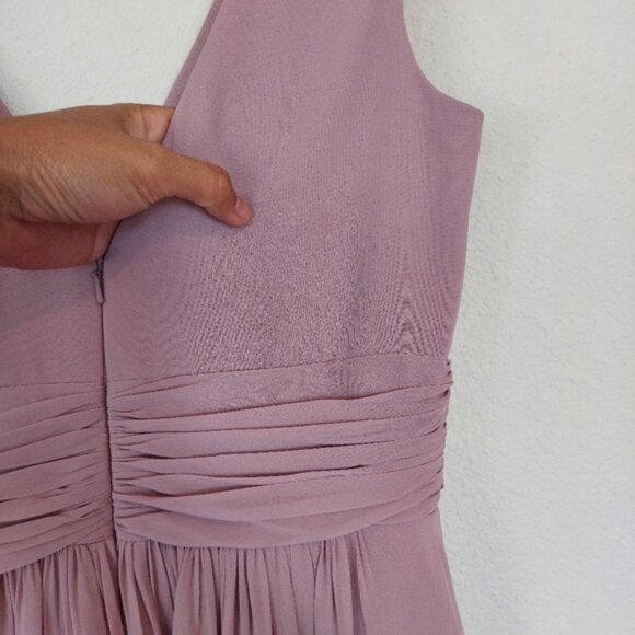 Dessy Collection Sleeveless Draped Chiffon Maxi Dress Front Slit Size 4 - Picture 7 of 13